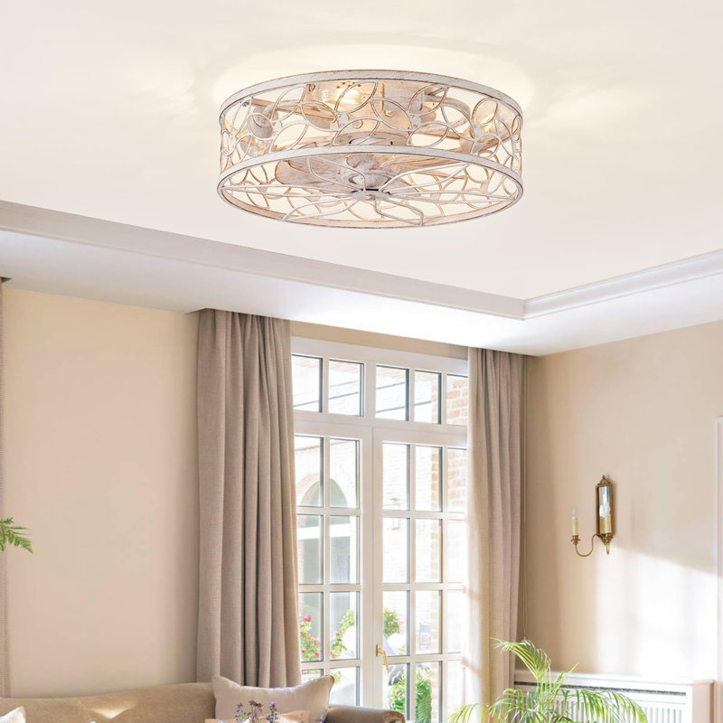 Ventilateurs de plafond en cage avec lumières, Doré