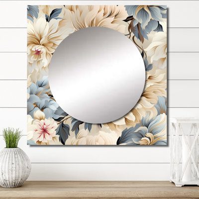 Ethereal Serenity Boho Pattern - Floral Square Mirror Wall Decor For Bedroom
