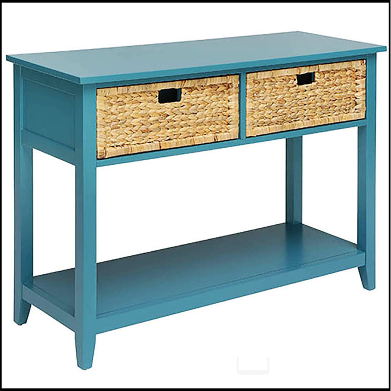 Teal Console Table with Bottom Shelf