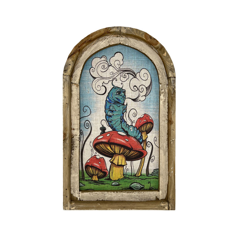 Décoration murale chenille sur champignon, H 22 po x l 14 po x P 2 po