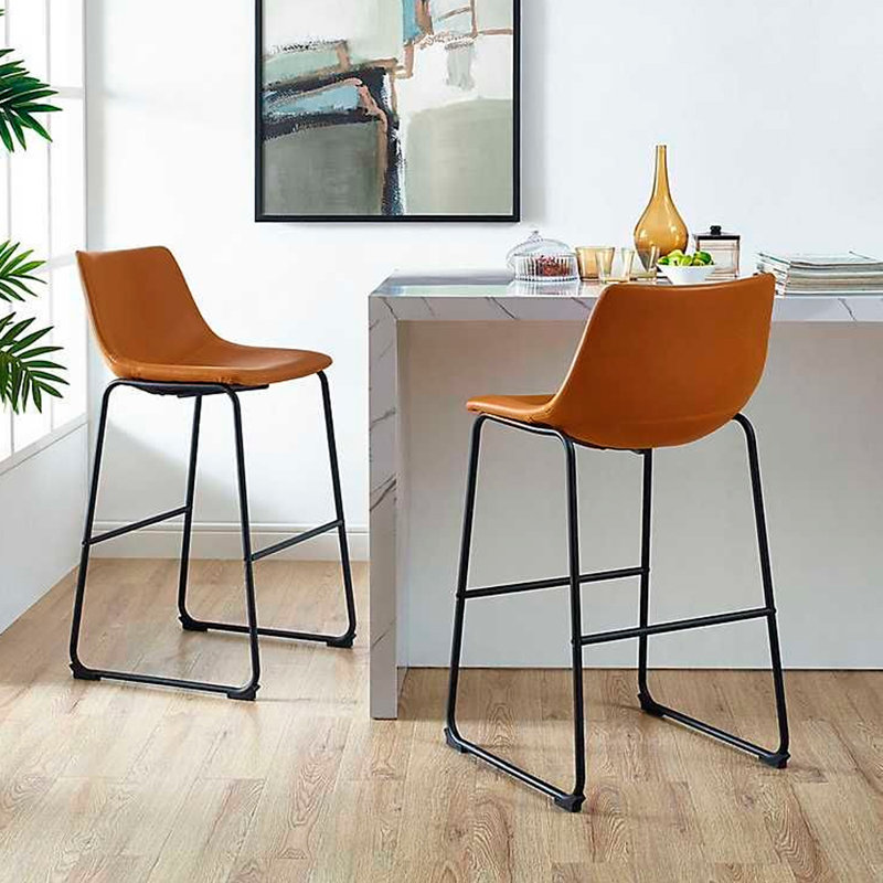 Tabouret de bar et de comptoir Julienn, Tabouret de comptoir (hauteur d'assise de 25,5 po), Tanné