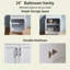 24" Modern 2-Door Free-Standing Single Bathroom Vanity With Ceramic Top-2123903398
