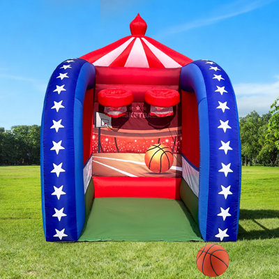 6.5×6.5×9FT Inflatable Carnival Games with Built-in Blower, Quick-Inflate basketball Hoop Indoor & Outdoor Basketball Game for Backyard Parties, Team Challenges & family Fun