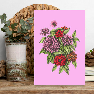 Multicolor Zinnias 1 Vintage Nature Spring Wall Art