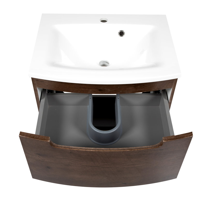Jaiprakash 26.3'' Single Bathroom Vanity with Acrylic Top with Mirror, Rosewood