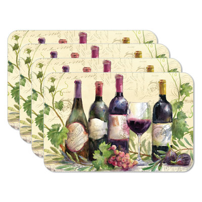 Rustic Wine 4 Piece Reversible Flexible Plastic Placemat