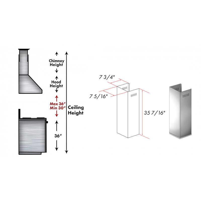 ZLINE Range Hood Chimney Extension for 9 ft. - 11 ft. Ceilings