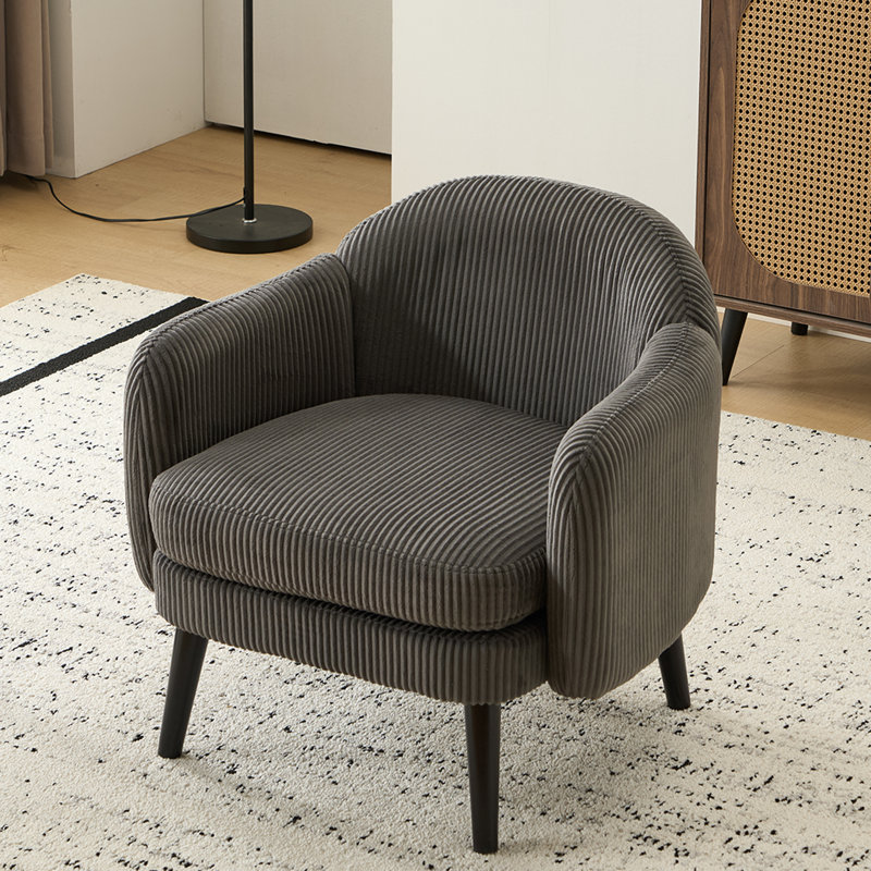 27.8" H Upholstered Corduroy Armchair, Gray Corduroy