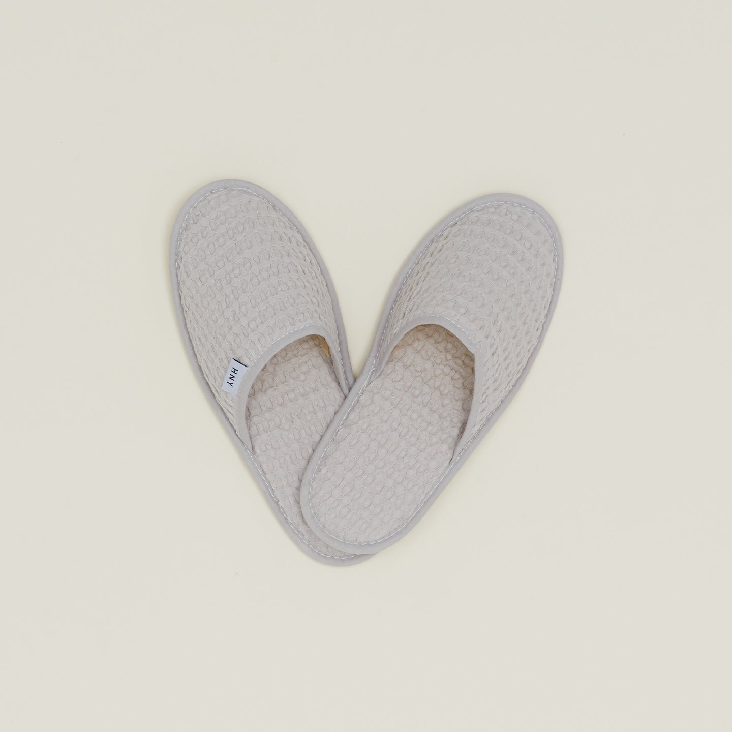 Simple Cotton Waffle Slippers, Light Gray, Large