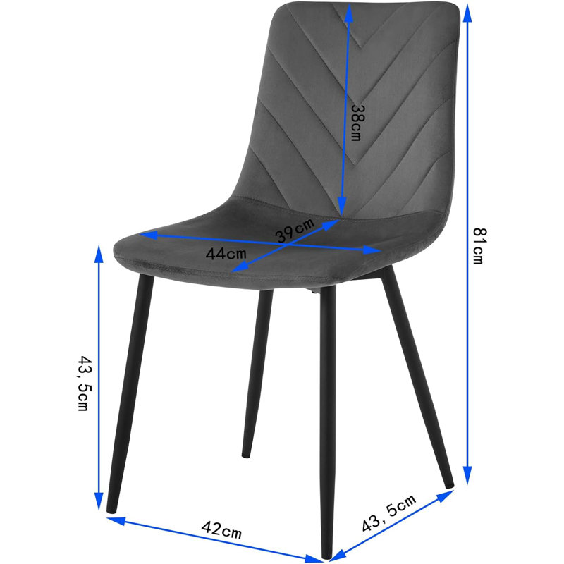 Amalia 43.5cm H Velvet Upholstered Full Back Side Chair, Grey/Brown/Blue
