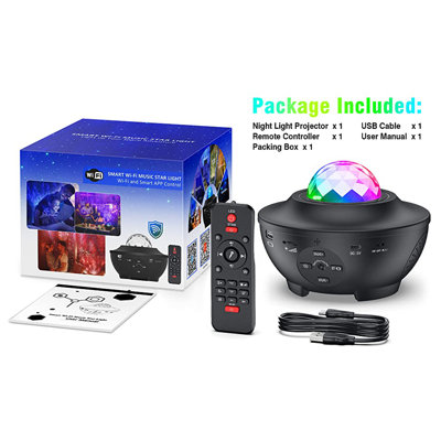 Star Projector 8 In 1 Smart Wifi Galaxy Projector Night Light Work With Alexa & Google Assistant, Ocean Star Light Projector With Smart Music Voice Remote Control For Baby Kids Bedroom Game Room
