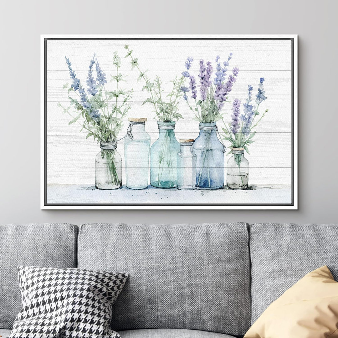 Bottled Plant " Lavender Flowers Pastel Vases Floral Botanical Print Modern " IDEA4WALL 
