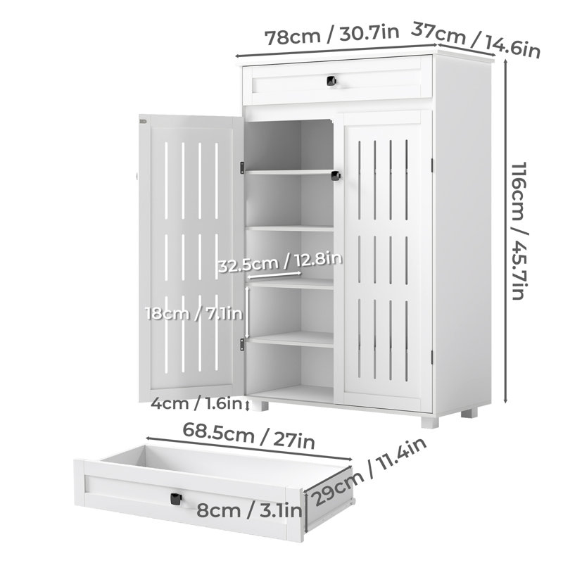 15 Pair Shoe Storage Cabinet, 45.7" H x 30.7" W x 14.6" D