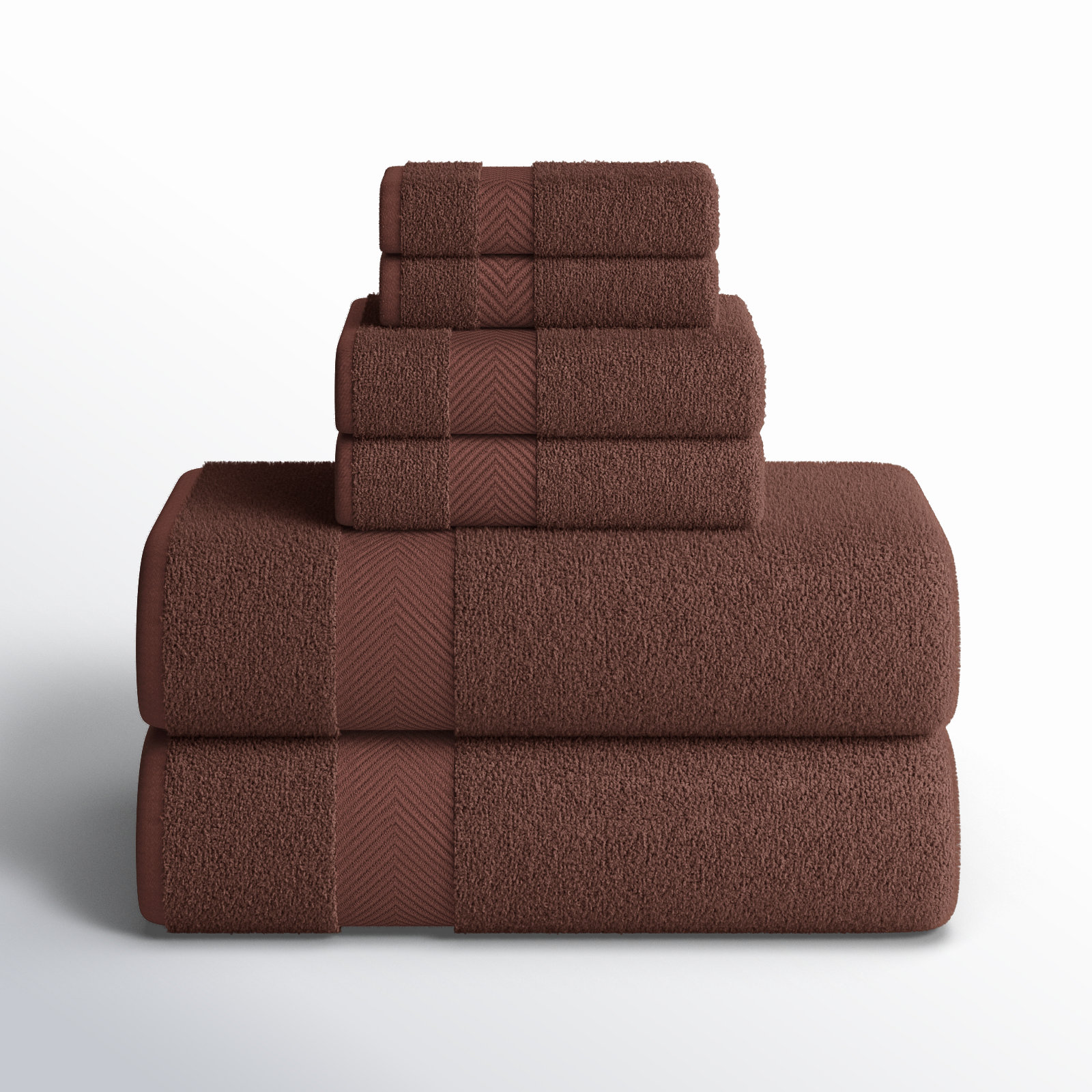 Hamachi Zero Twist Ultra Soft 6 Piece 100% Cotton Towel Set, Espresso, 6 Piece Towel Set