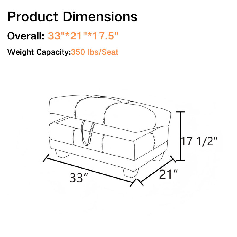 Faux Leather Ottoman, White Faux Leather