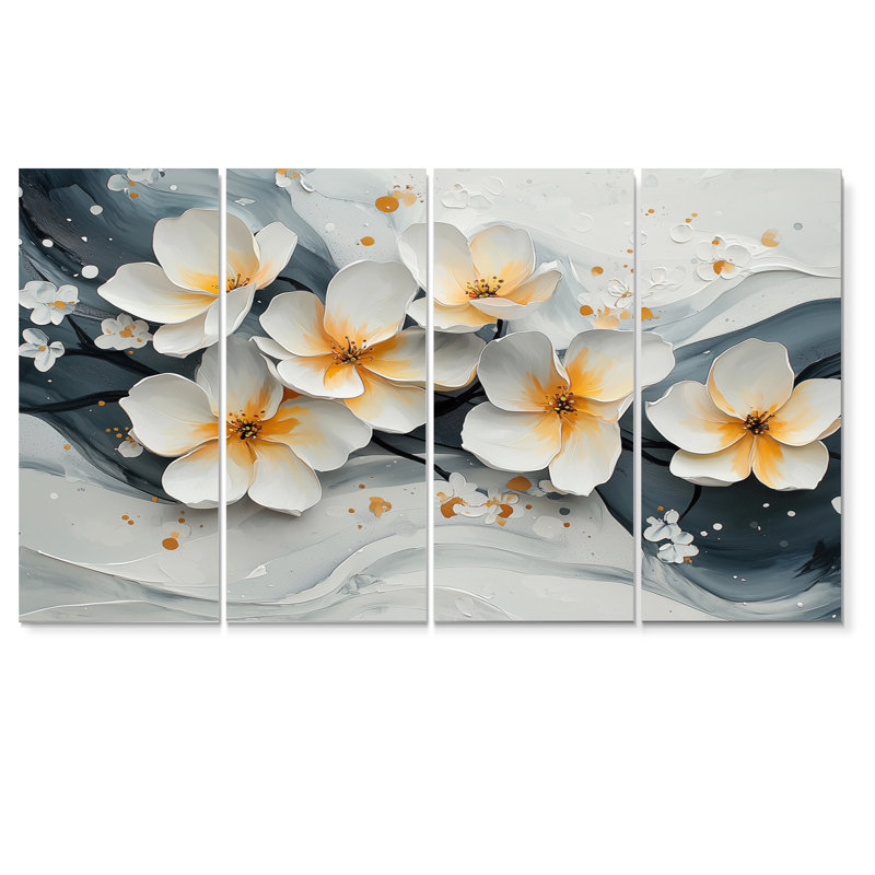 Velours fleurs de cerisier II - fleur de cerisier - art mural traditionnel, 4, H 28 po x l 48 po