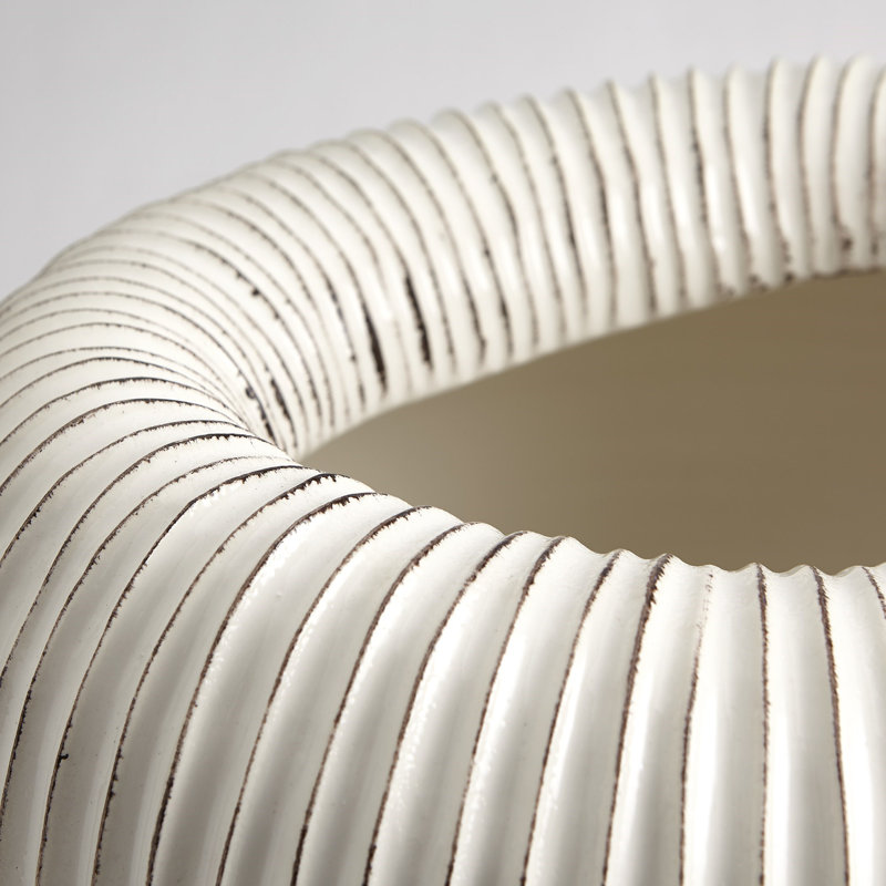 Baleen Vase-Ivory w/Brown Edges