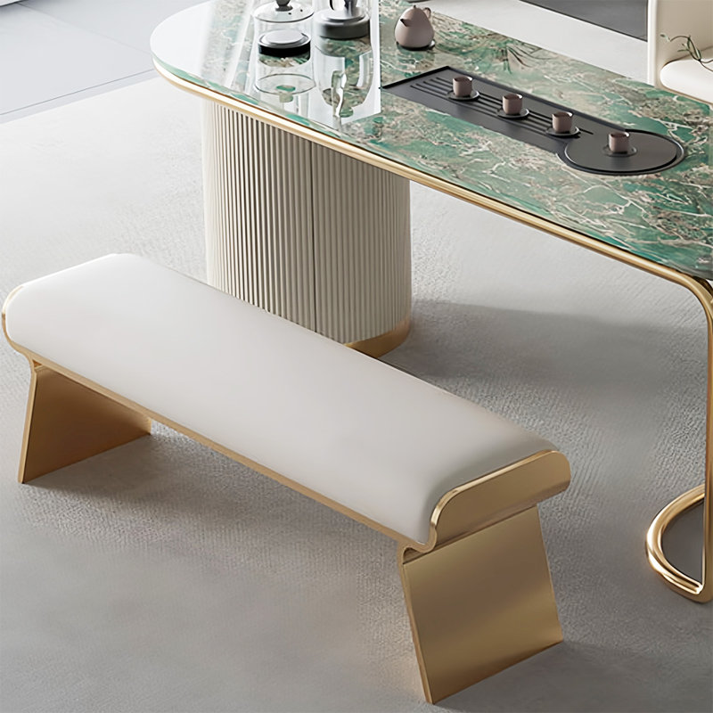 Banc rembourré en microfibre de cuir, H 17,71 po x l 59,05 po x P 14,17 po