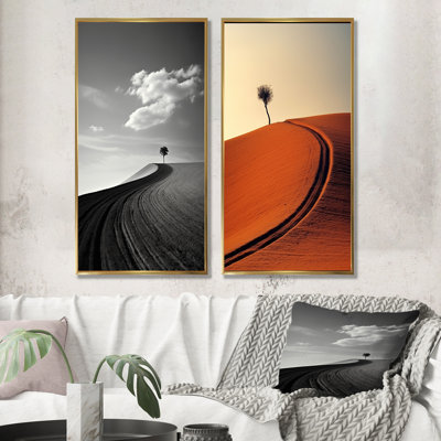 Mimalisme au pays des merveilles, route du désert, ensemble de 2 reproductions d'art sur toile
