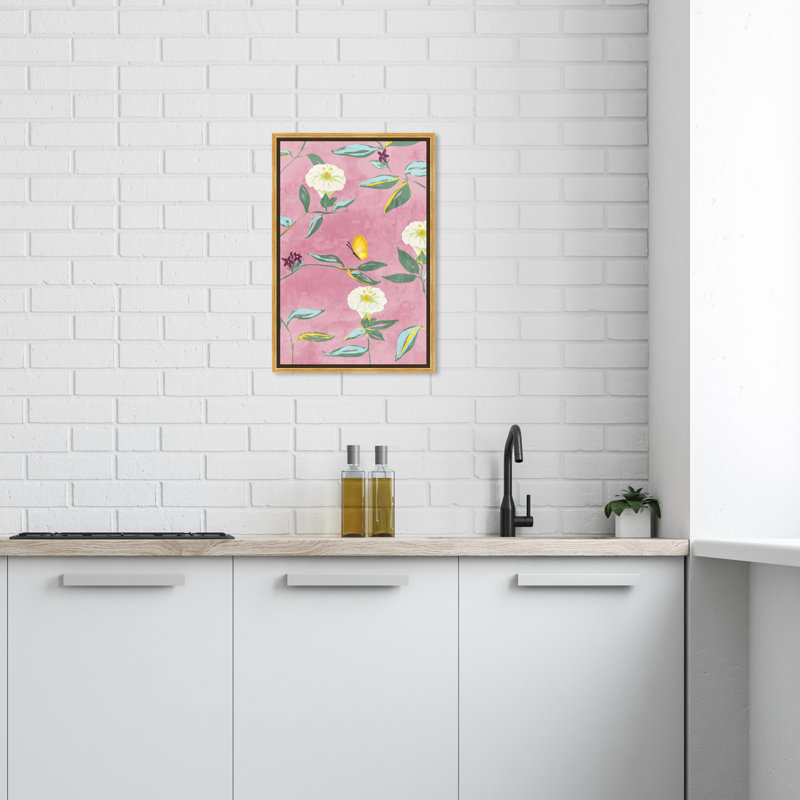 "Butterfly Spring Dream" par Oliver Gal - cadre flottant, impression sur toile, Or, H 25 po x l 17 po x P 1,75 po