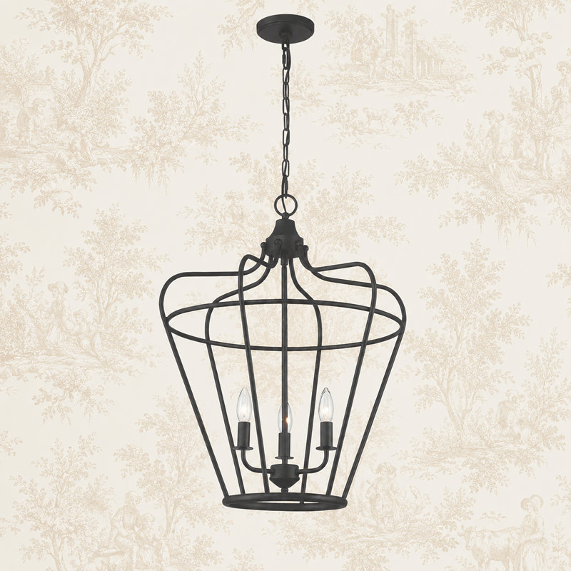Lustre géométrique à 3 lumières Deanle, Noir mat