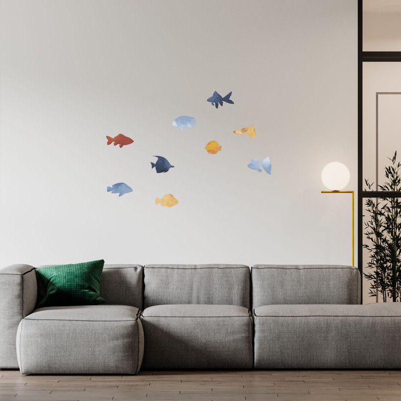 Adhésif décoratif poissons sous la mer, H 14 po x l 20 po