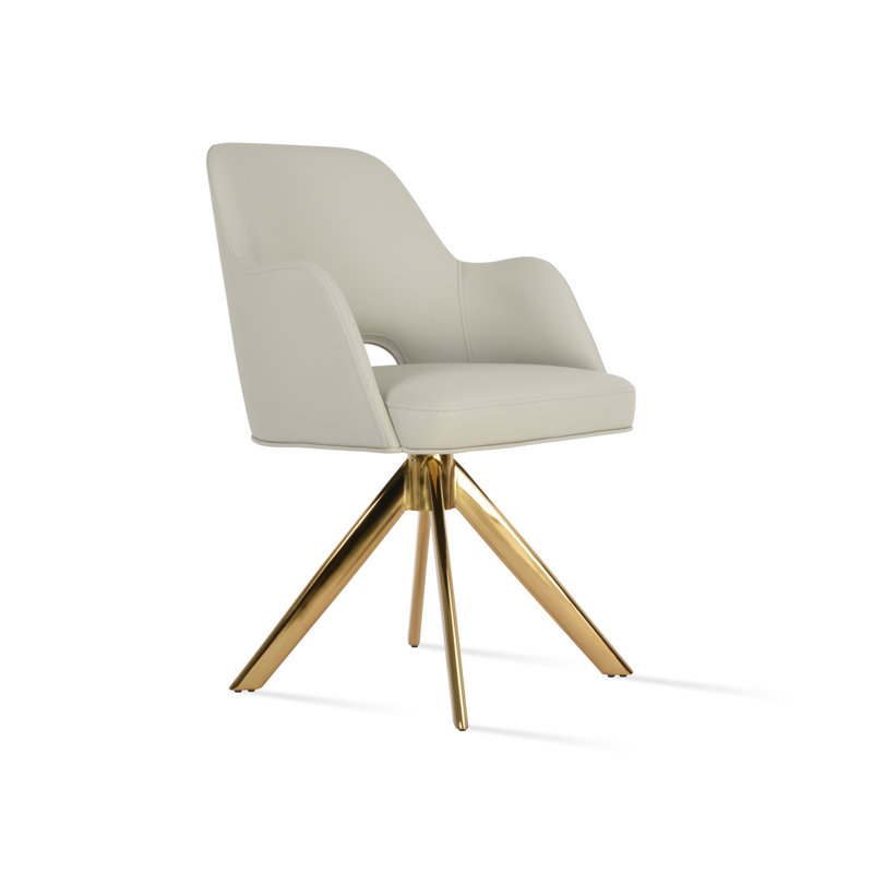 Fauteuil pivotant Marash Sword, Blanc cassé, Or