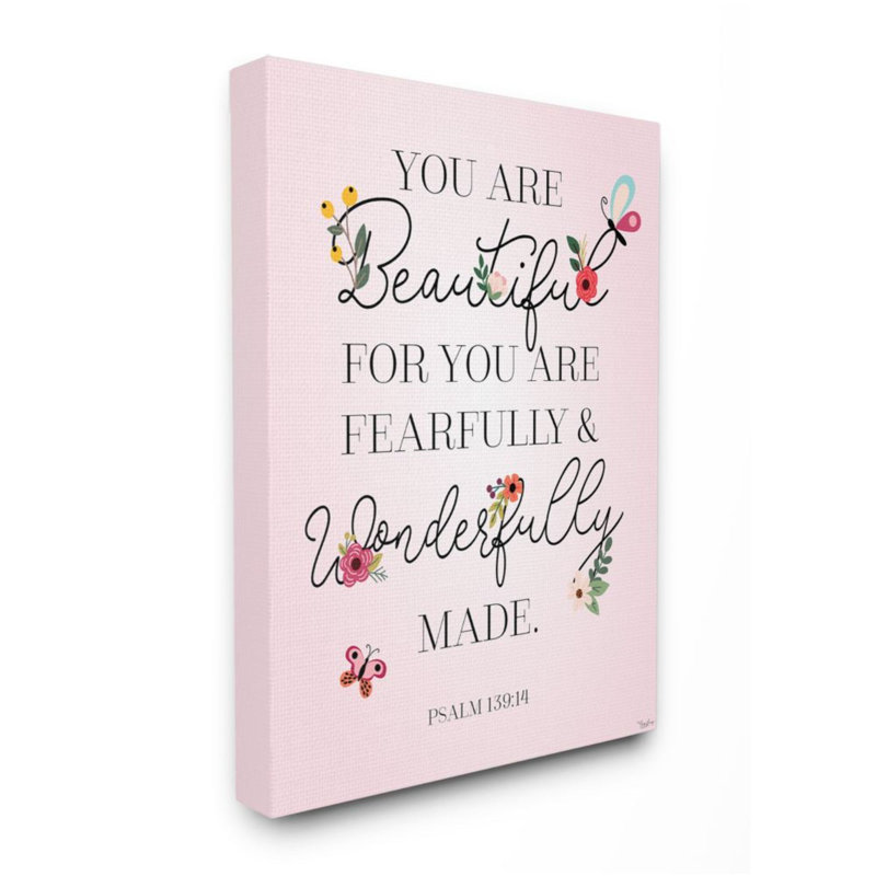 « Very made Faith » Psaume floral rose par Gigi Louise-impression d’art graphique, 40" H x 30" W x 1.5" D, Wrapped Canvas