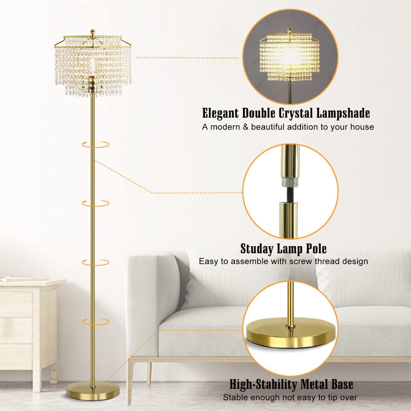 Yuriko 64'' Black Novelty Floor Lamp, Gold