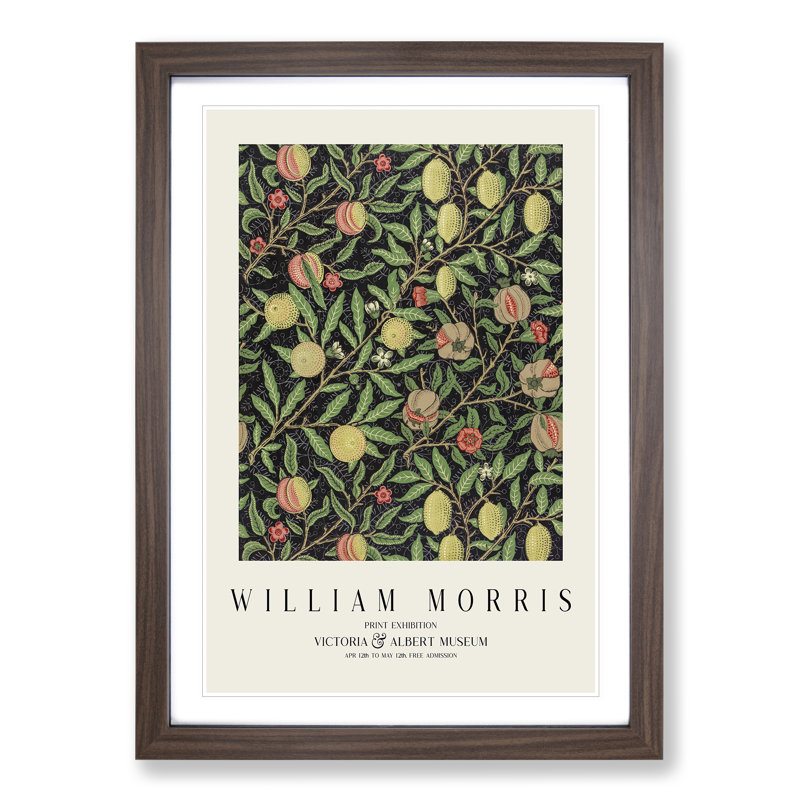 Fruit by William Morris - Single Picture Frame Print, Walnut Framed, 36cm H x 27cm W x 2cm D