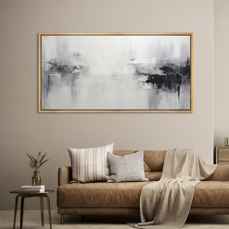«Grunge Abstract Paint Stroke Effect», abstrait gris (non texturé), impression sur toile, H 20 po x l 60 po, Naturel
