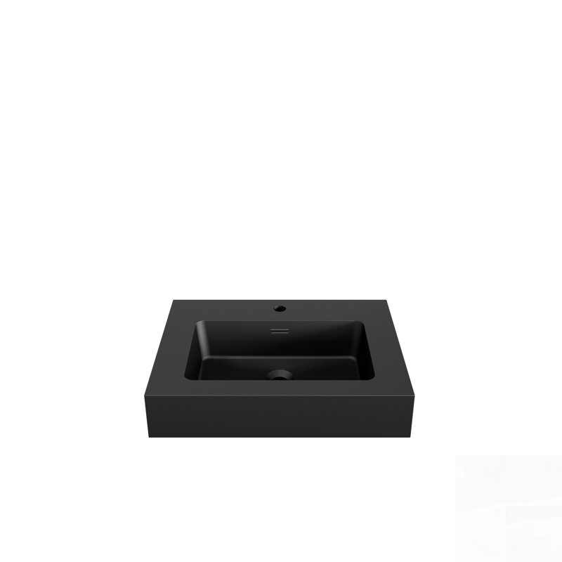 Vasque intégrée en surface solide technique avec trop-plein intégré, fini mat élégant pour une rénovation de salle de bain moderne et un entretien facile.