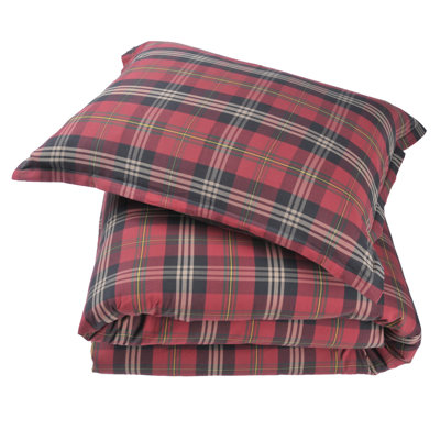Ensemble de housse de couette 100% coton Nicolai rouge / bleu foncé / vert 5 pièces