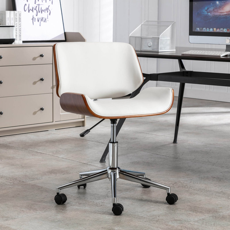 Kimpel Faux Leather Mid-Century Office Chair, White