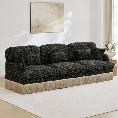 Canapé de 100 po en chenille 100 po à imprimé léopard confortable, bord à pampille délicat, canapé modulaire à la mode moderne, dossier et siège ergonomiques, assemblage facile, siège profond pour le salon