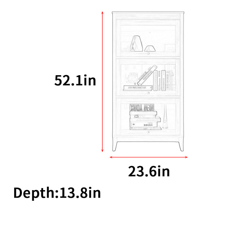 Étagère de rangement American Retro, (2 tablettes) H 52,1 po x l 23,6 po x P 13,8 po, Marron foncé