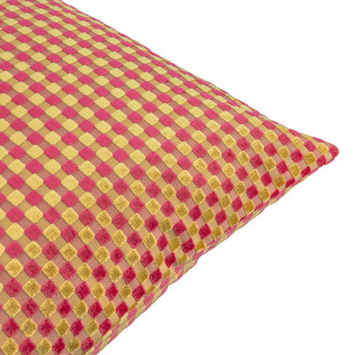 Checkered Pink Square Throw Cushion