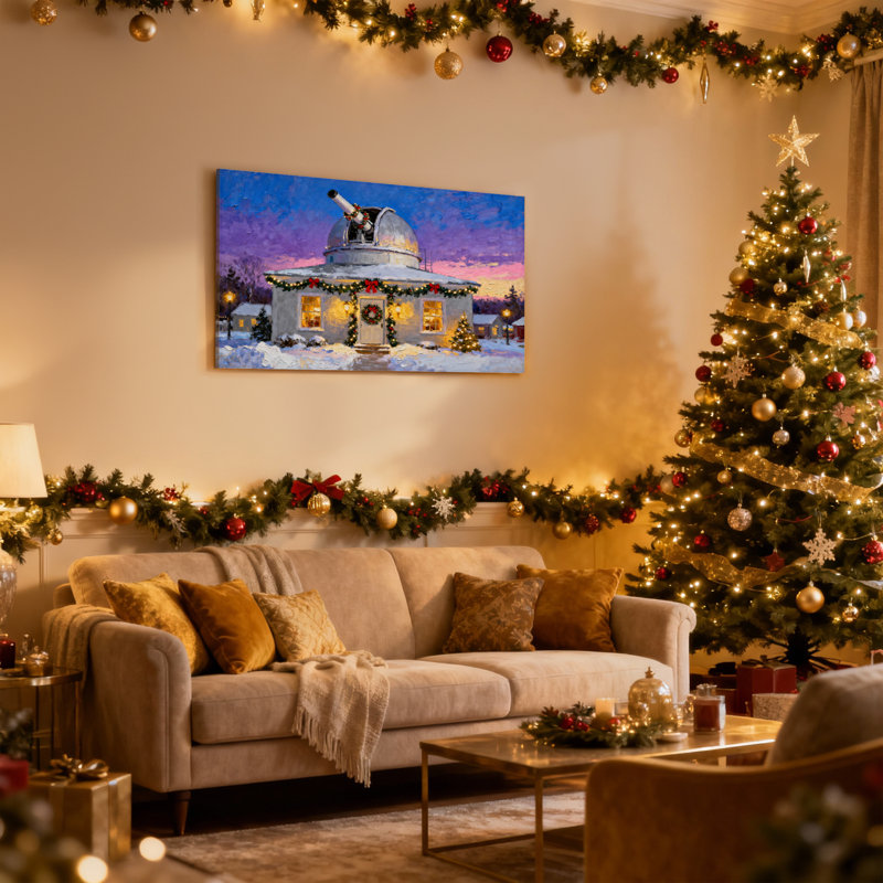 Arbre de Noël enneigé, lumières de soirée enneigées, ensemble de 3 impressions sur toile, H 12 po x l 18 po