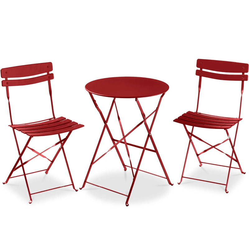 Folding Patio Bistro Set, Red