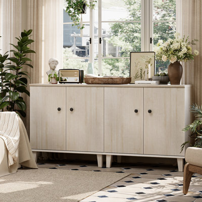 Buffet, buffet Modren avec 4 portes, buffet avec rangement, table de buffet avec pieds en trapèze pour la salle à manger, la cuisine, le salon et le vestibule
