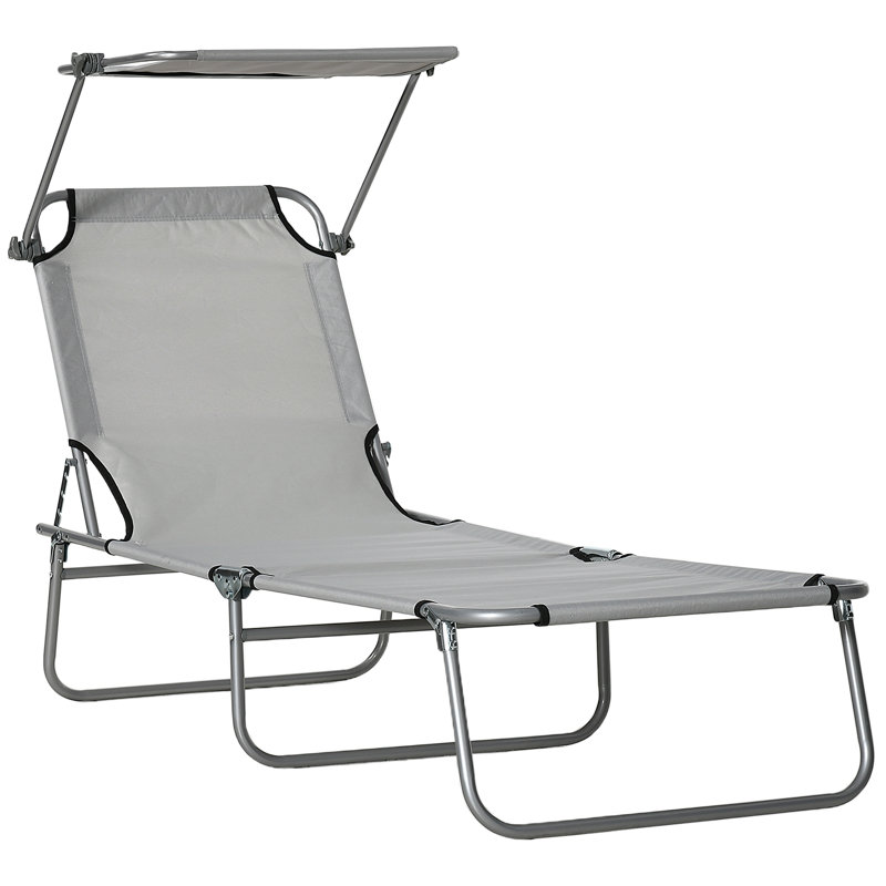 Chaise longue d'extérieur en métal Simrun, Gris clair, Argent argent