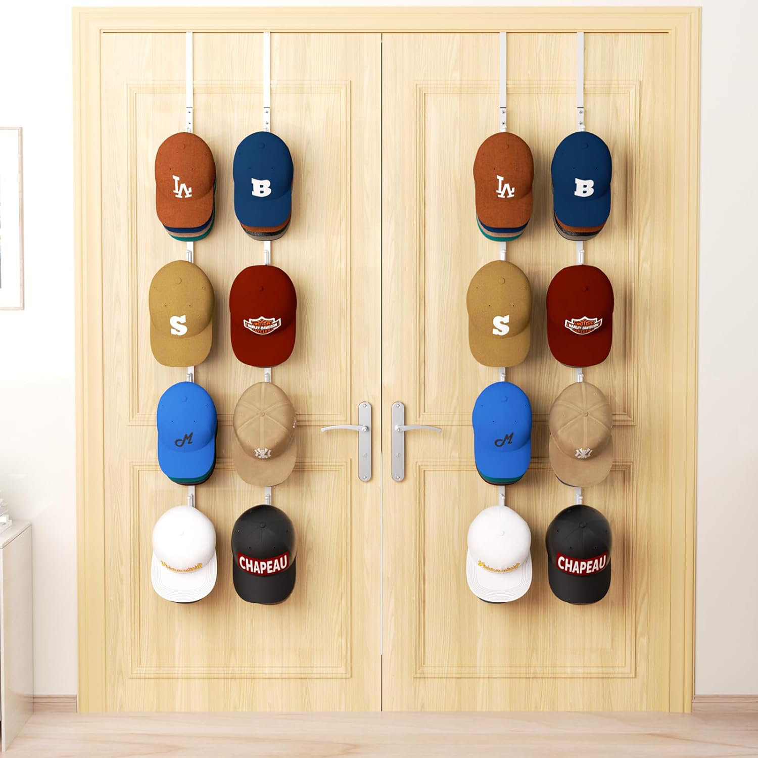 Rebrilliant Over Door Hat Rack Organizer With 16 Hooks - 4 Pack Metal ...