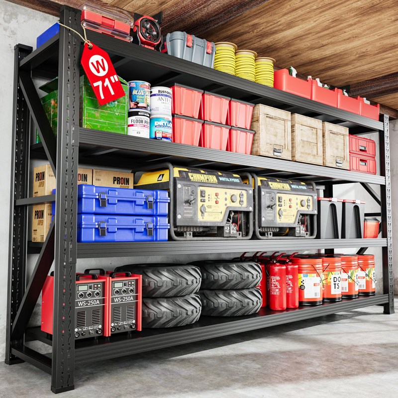  Aiza Heavy Duty 4-Tier Steel Shelves - Adjustable Storage Rack for Garage, Warehouse, Pantry & Toolsheds, 71" W x 24" D