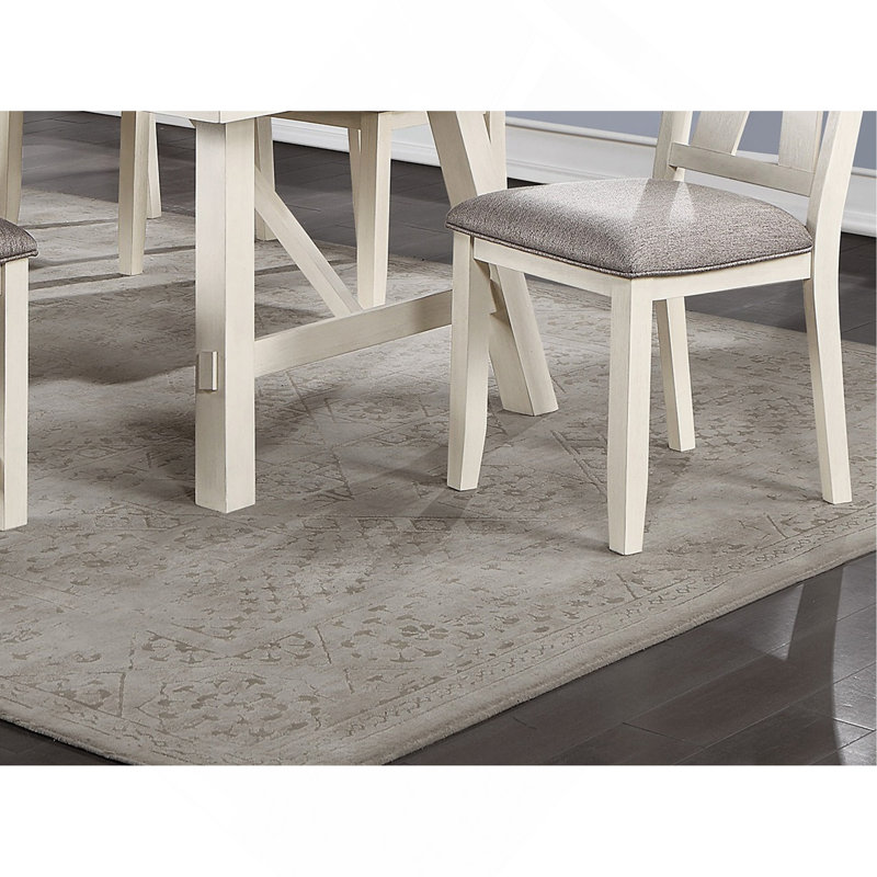 Table de salle à manger avec table à finition blanche et plateau en bois gris