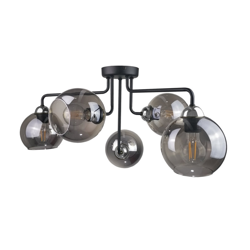 Corder Glass Semi Flush Mount, Black/Silver