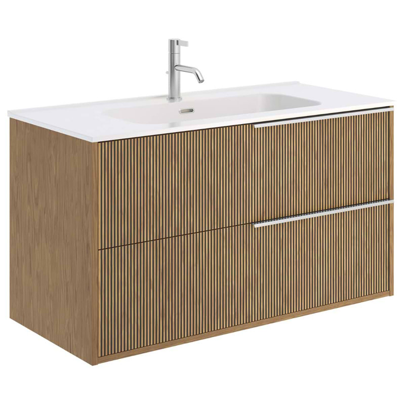 Kora 39.76" Wall Mounted Single Bathroom Vanity with Top, Silver