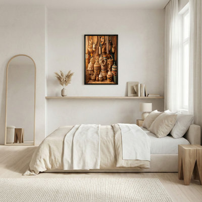 Art mural sur toile avec paniers traditionnels tissés avec motifs géométriques