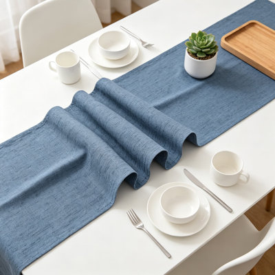 Farmhouse Rustic Faux Linen Table Runner, Water Resistant Washable Table Cover For Dining Room, Kitchen, Dresser, And Party Decor