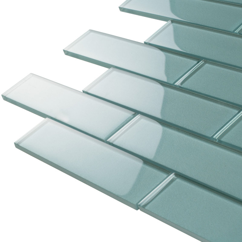2X8 Subway Glass Mosaic Tile, Marine