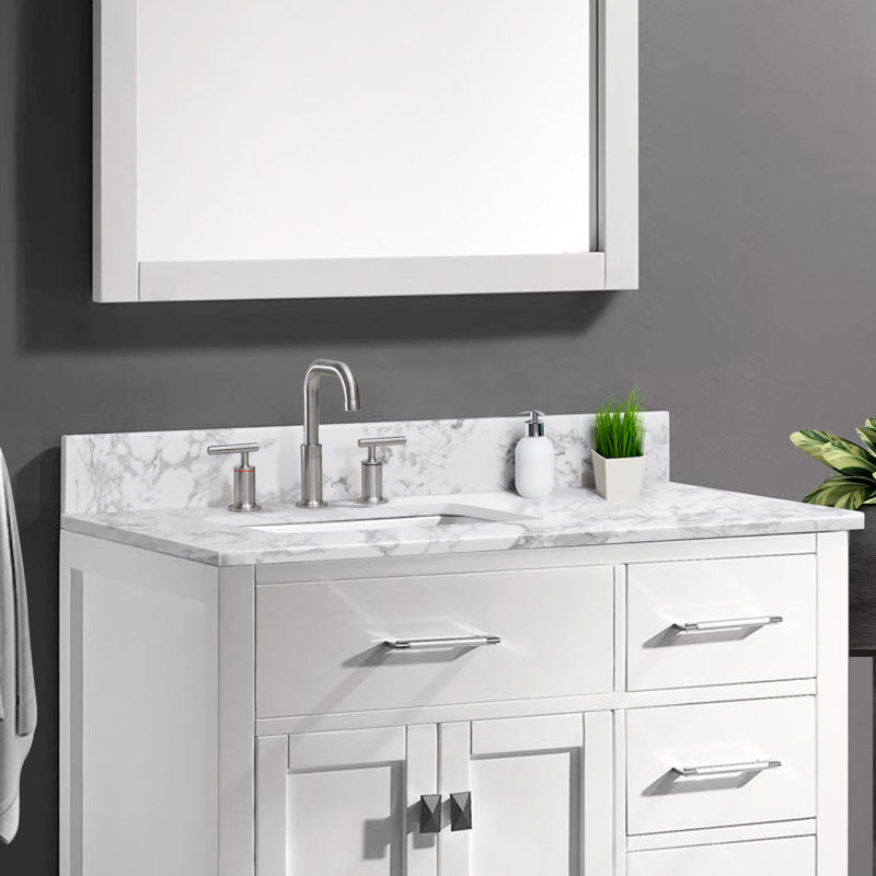 Plateau de meuble-lavabo simple 36 po en pierre reconstituée avec lavabo